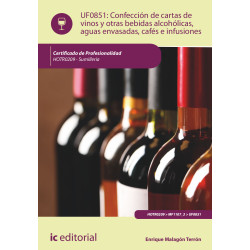Confección de cartas de vinos, otras bebidas alcohólicas, aguas envasadas, cafés e infusiones. HOTR0209 - Sumillería